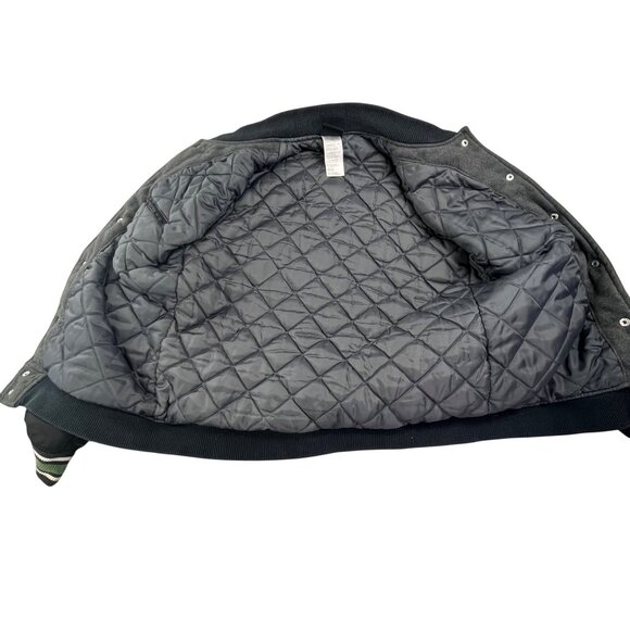 Miami Hurricanes Varsity Jacket Womens Large Gen2 Gray Black Quilted Snap Button - Picture 4 of 11